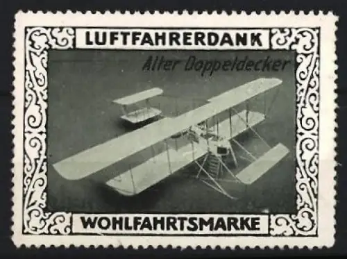 Reklamemarke Flugzeug Alter Doppeldecker, Wohlfahrtsmarke