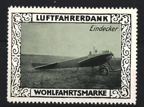 Reklamemarke Luftfahrerdank, Eindecker Flugzeug