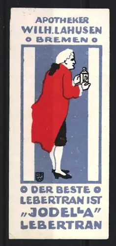 Reklamemarke Bremen, Jodella Lebertran, Apotheker Wilh. Lahusen
