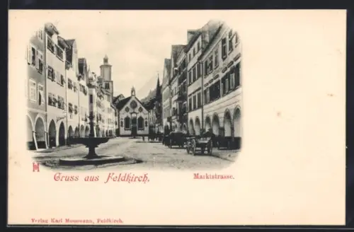 AK Feldkirch, Marktstrasse mit Kirche