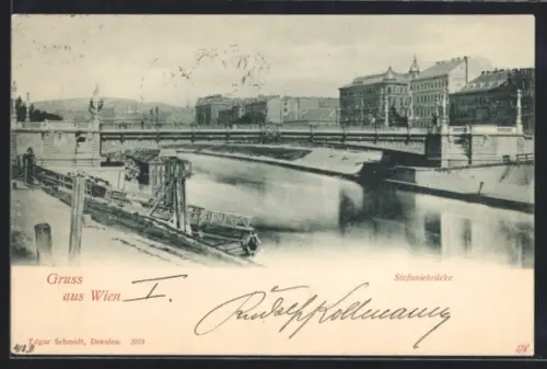 AK Wien, Stephaniebrücke mit Wohnhäusern