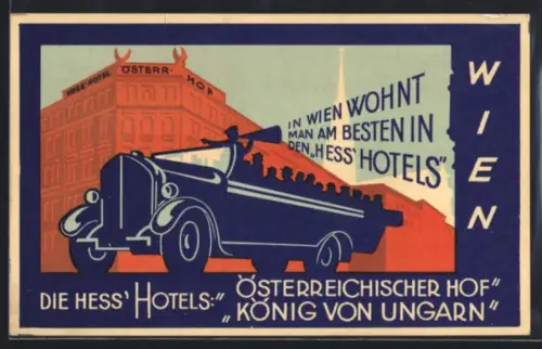 AK Wien, Die Hess`s Hotels Österreichischer Hof und König von Ungarn