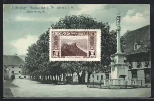 AK Neumarkt i. St., Oberer Marktplatz mit Denkmal