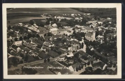 AK Gänserndorf /N.-D., Teilansicht, Fliegeraufnahme