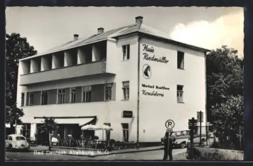 AK Deutsch-Altenburg, Haus Riedmüller, Meinl Kaffee Konditorei