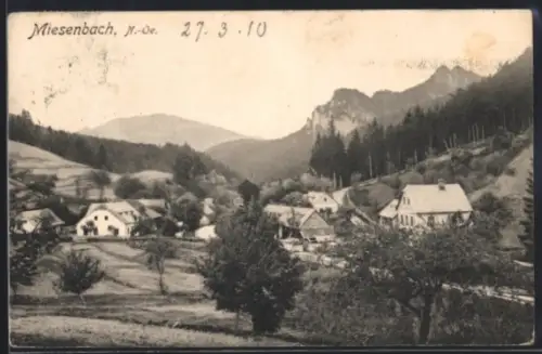 AK Miesenbach, Ortspartie mit Bergen