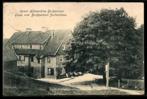 AK Hahnenklee-Bockswiese, Gasthof Bockswieser Zechenhaus mit Garten aus der Vogelschau