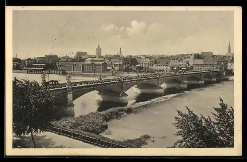 AK Frankfurt a. O., Blick auf die Stadt mit der Oderbrücke
