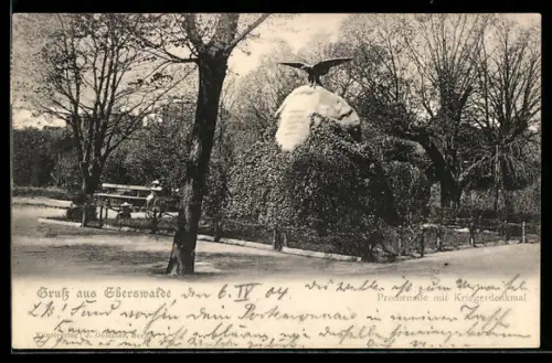AK Eberswalde, Promenade mit Kriegerdenkmal