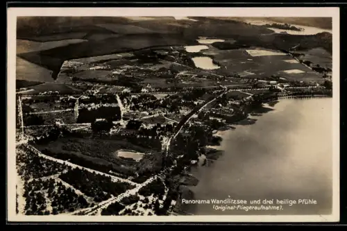 AK Wandlitzsee, Panorama mit den drei heiligen Pfuhlen, Fliegeraufnahme