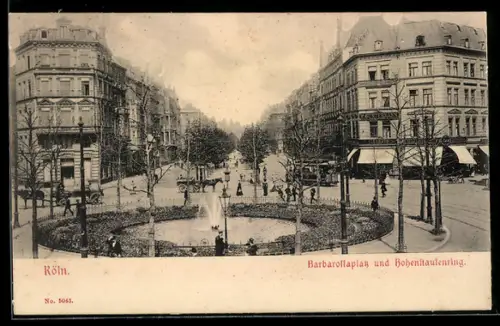 AK Köln-Neustadt, Barbarossaplatz und Hohenstaufenring, Strassenbahn