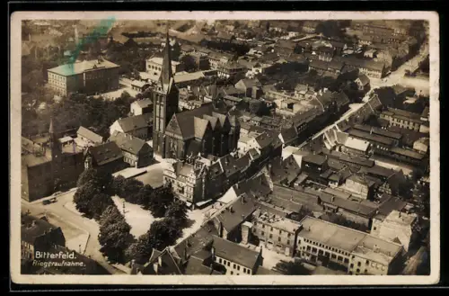 AK Bitterfeld, Ortsansicht, Fliegeraufnahme