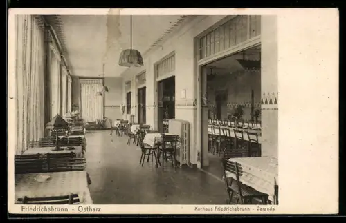 AK Friedrichsbrunn /Ostharz, Kurhaus Friedrichsbrunn, Veranda