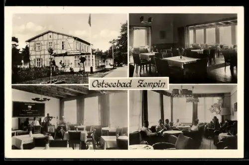 AK Zempin, Hotel Heim Frieden mit Aussen- und Innenansichten