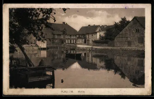AK Plau i. M., Blick auf die Mühle