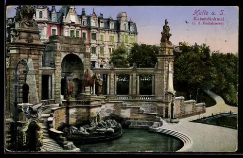 AK Halle a. S., Kaiserdenkmal in der Poststrasse