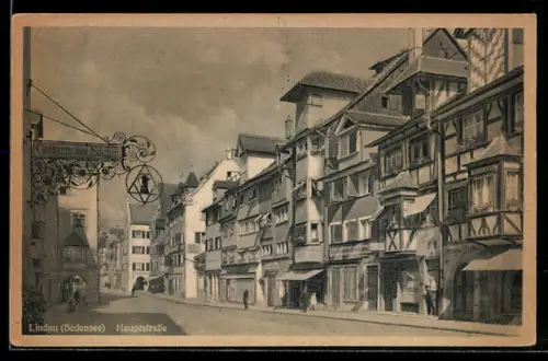 AK Lindau /Bodensee, Hauptstrasse mit Geschäften