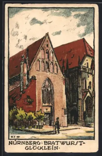Steindruck-AK Nürnberg, Gasthaus Bratwurst-Glöcklein