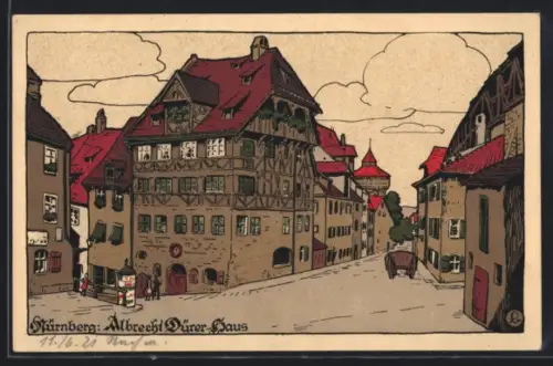 Steindruck-AK Nürnberg, Albrecht Dürer Haus