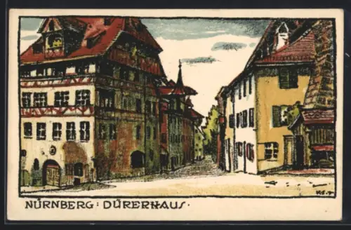 Steindruck-AK Nürnberg, Ansicht vom Dürerhaus