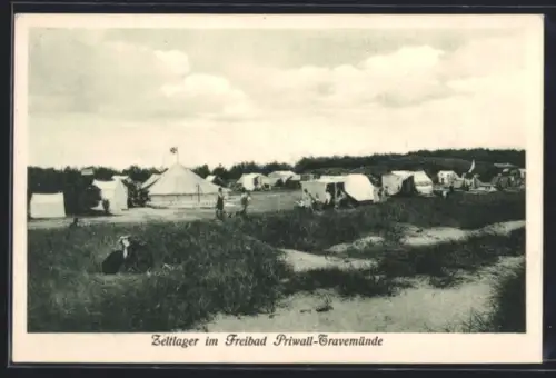AK Travemünde /Priwall, Zeltlager im Freibad