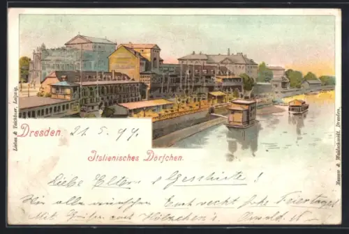 Lithographie Dresden, Italienisches Dörfchen