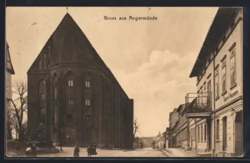AK Angermünde, Kirche, Strassenansicht