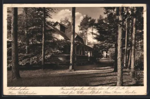 AK Hohenlychen /Templin, Gasthof Haus Waldfrieden, Freilager für Mütter der N.S.D.A.P., Amt für Volkswohlfahrt