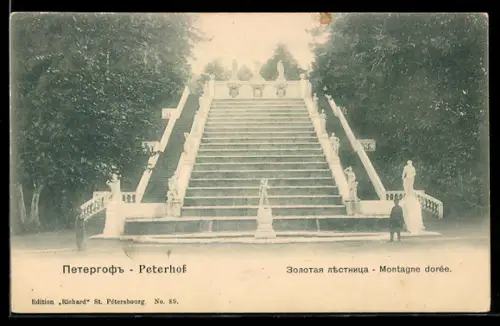 AK Peterhof, Blick auf die Goldene Treppe