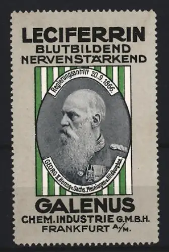 Reklamemarke Frankfurt, Galenus Chem. Industrie, Kräftigungspräparat Leciferrin, Georg Herzog zu Sachsen-Meiningen