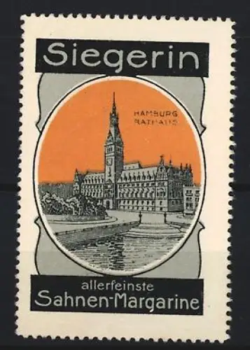 Reklamemarke Hamburg, Sahnen-Margarine Marke Siegerin, Rathaus Hamburg
