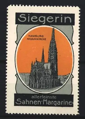 Reklamemarke Hamburg, Sahnen-Margarine Marke Siegerin, Nicolaikirche