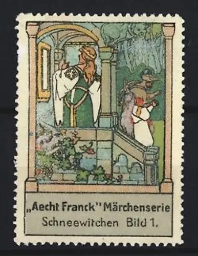 Reklamemarke Aecht Franck, Kaffeefabrik, Königin mit Spiegel