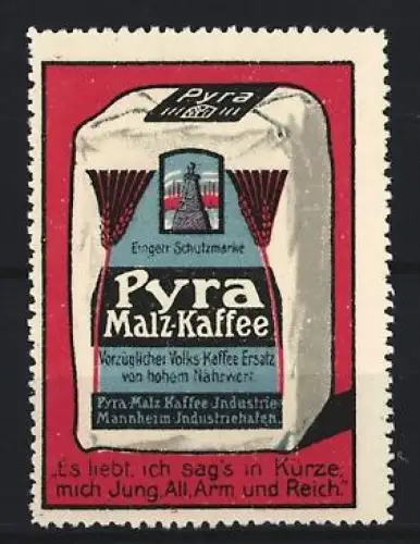 Reklamemarke Mannheim, Pyra, Malz-Kaffee, Kaffeesack