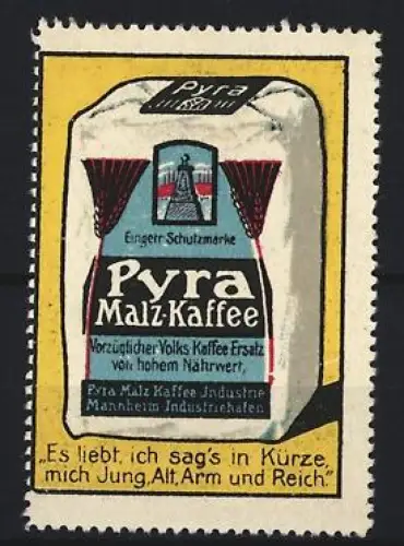 Reklamemarke Mannheim, Pyra, Malz-Kaffee, Kaffeesack