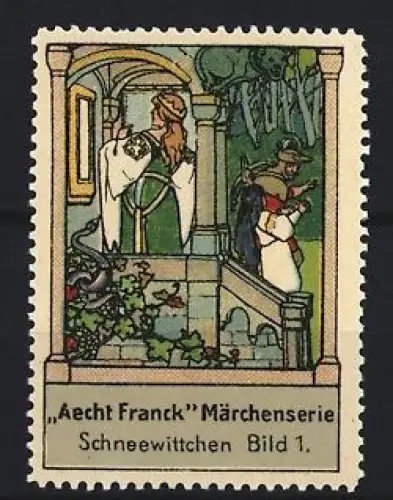 Reklamemarke Aecht Franck, Kaffeefabrik, Königin am Spiegel