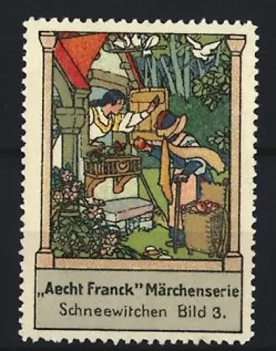 Reklamemarke Aecht Franck, Kaffeefabrik, Schneewittchen am Fenster