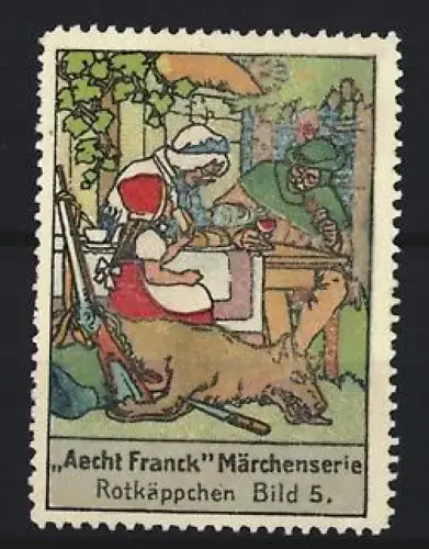 Reklamemarke Aecht Franck, Kaffeefabrik, Grossmutter und Rotkäppchen