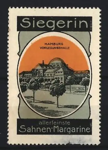 Reklamemarke Hamburg, Margarinefabrik, Sahne-Margarine Marke Siegerin, Vorlesungshalle