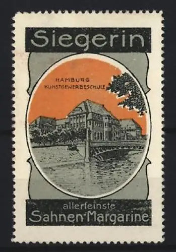 Reklamemarke Hamburg, Margarinefabrik, Sahne-Margarine Marke Siegerin, Kunstgewerbeschule