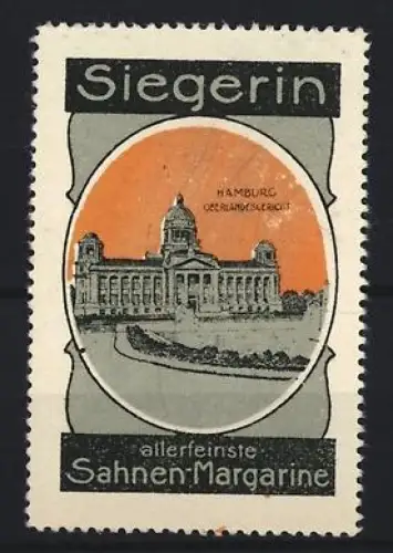 Reklamemarke Hamburg, Margarinefabrik, Sahne-Margarine Marke Siegerin, Oberlandesgericht