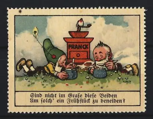 Reklamemarke Aecht Franck, Kaffeefabrik, Franck Kaffeemühle