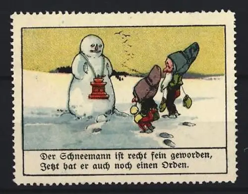 Reklamemarke Aecht Franck, Kaffeefabrik, Schneemann mit Orden