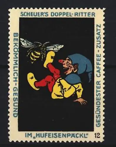 Reklamemarke Scheuer, Kaffeezusatz, Marke Doppel-Ritter, Kobold und Biene
