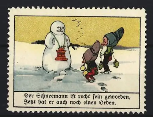 Reklamemarke Aecht Franck, Kaffeefabrik, Schneemann mit Orden