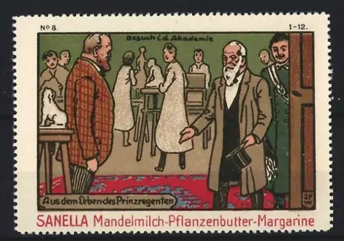 Reklamemarke Sanella, Margarinefabrik, Mandelmilch-Pflanzenbutter, Besuch in der Akademie