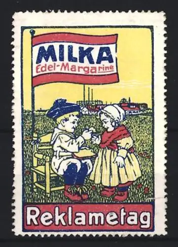 Reklamemarke Milka, Margarine, Kinder auf Wiese