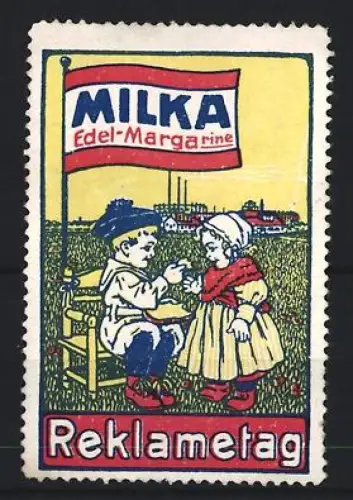 Reklamemarke Milka, Margarine, Kinder im Feld