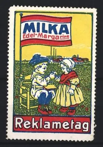 Reklamemarke Milka, Margarine, Kinder im Feld