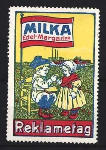 Reklamemarke Milka, Margarine, Kinder im Feld